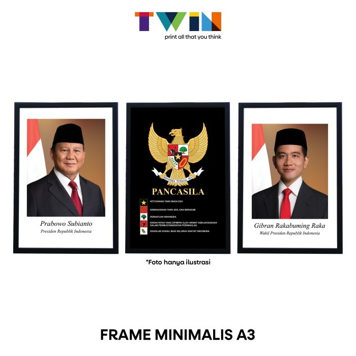 Terlaris FRAME/BINGKAI/FOTO PRESIDEN DAN WAKIL PRESIDEN/A4/A3/KACA/MIKA SALE