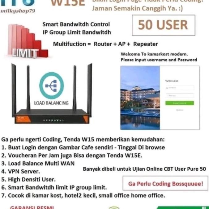 TENDA W15E AC1200 WIreless Router Hotspot Load Balance VPN Portal