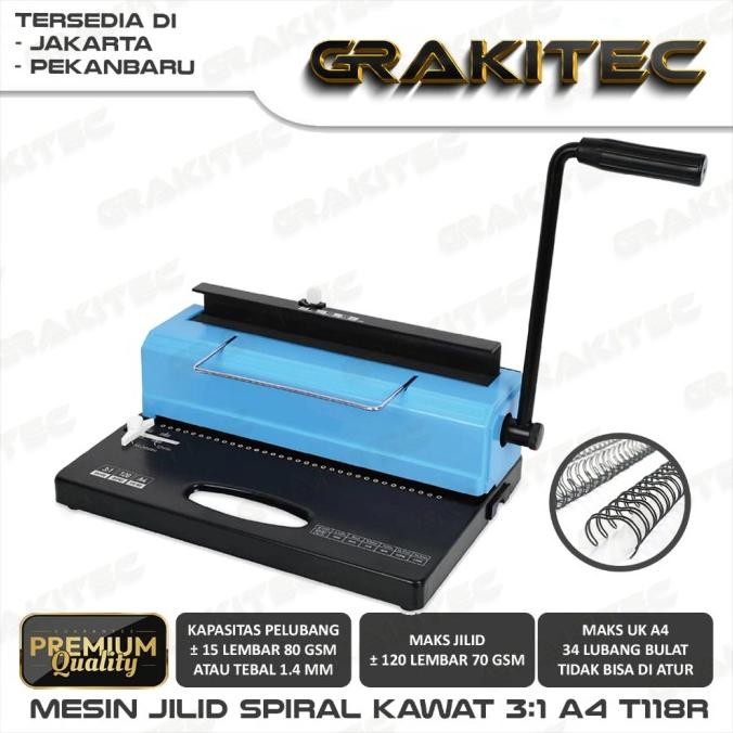 

NEW Mesin Jilid Spiral Kawat A4 T118R TD-13 TD-130 Grakitec