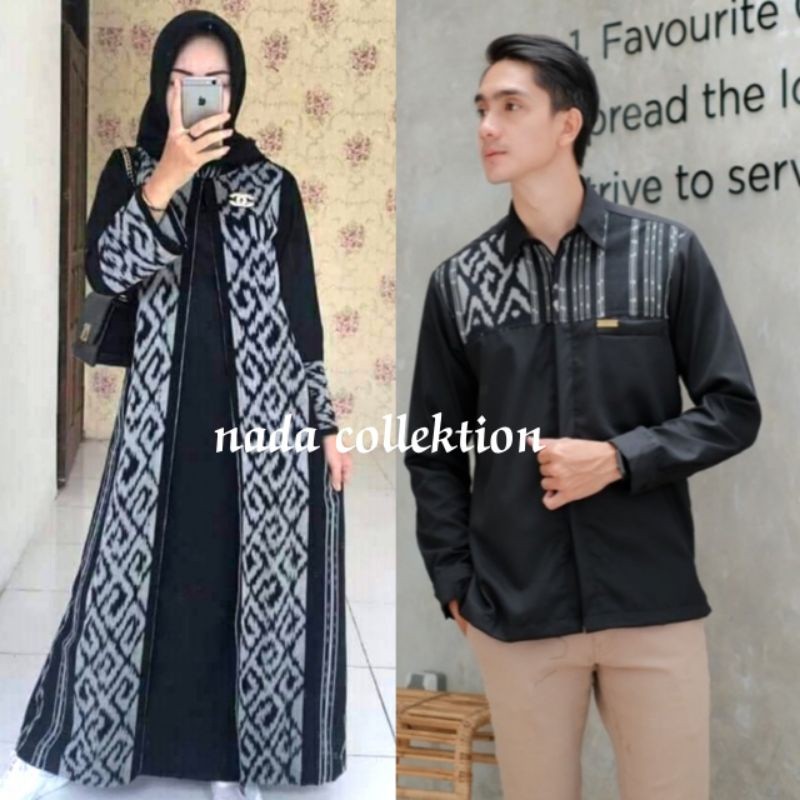 Baju Muslim gamis tenun syar'i muslim muslimah - set couple gamis tenun syar'i - set couple tenun