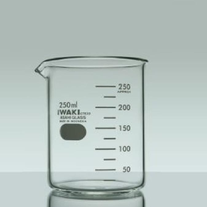 BEAKER GLASS 50 ML IWAKI GELAS KIMIA GELAS PIALA BEKER LOW FORM ORI