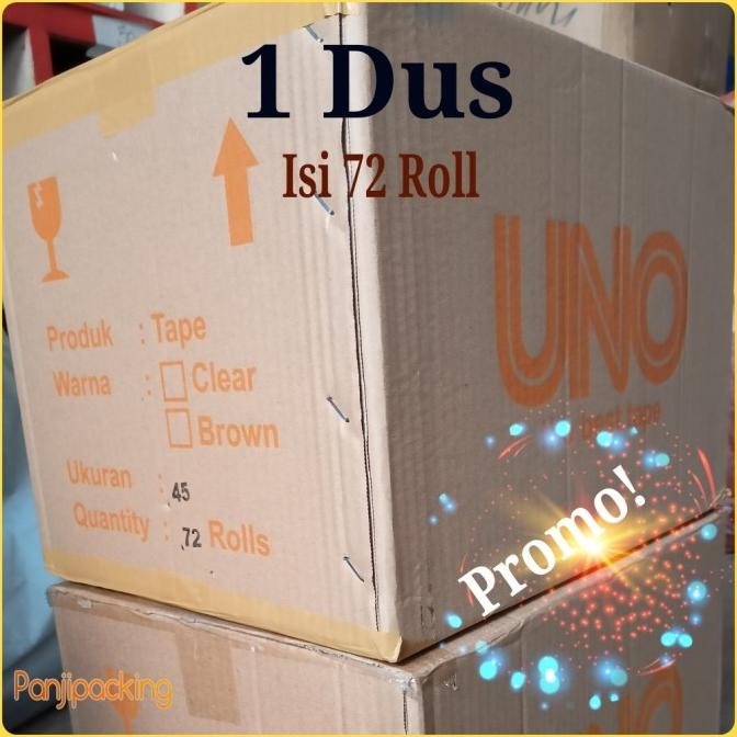 

TERBARU - Lakban Bening / Coklat 1 dus 45mm x 50Y Solatip Murah Uno Bandung IPS