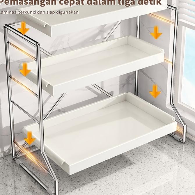 

Rak Bumbu Dapur Minyak Saus Garam Cuka Sumpit dan Sendok Bumbu Multi-lapis Rak Penyimpanan Meja Rak Bumbu Multifungsi