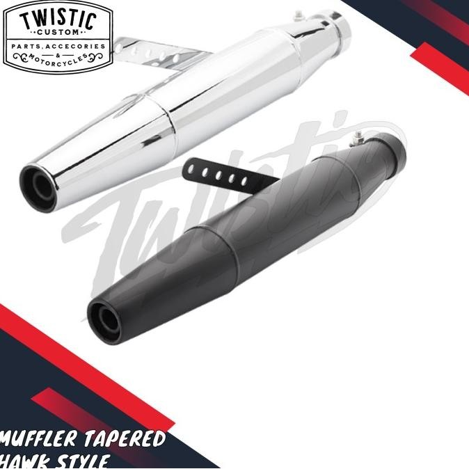 Knalpot Muffler Silencer Slip On Tapered Hawk Style Motor Royal Enfield W175 W250 Sr400 Harley Trium