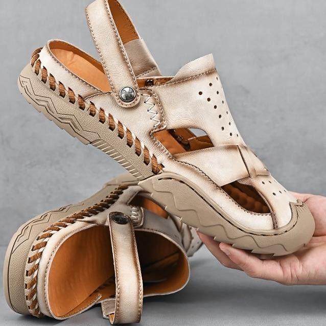 Sandal Pria Hiking Gunung Sendal Kulit Mendaki Cowok