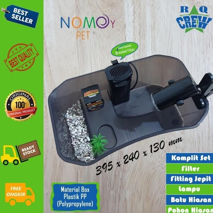 Akuarium Kura kura air mini Wadah Kandang Kura kura set KOMPLIT