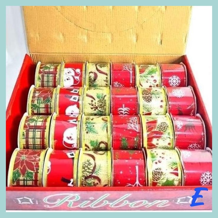 

| MIS | PITA NATAL CRAFT MOTIF BUNGA SANTA PITA NATAL HIASAN KADO CHRISTMAS RIBBON DEKORASI POHON NATAL TERMURAH MURAH GROSIR