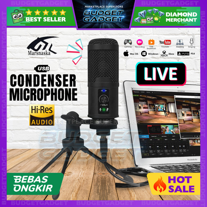 Terbaru Bm-65 Professional Mic Condenser Live Mikrofon Usb + Mini Tripod Stand