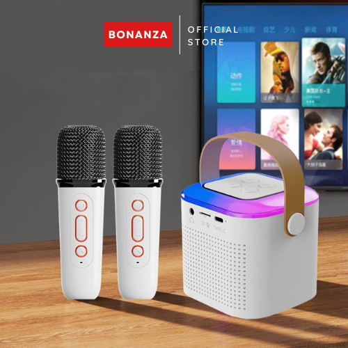 Ready Stock 2 Mic Speaker Bluetooth Mini Karaoke Set Wireless Tanpa Kabel