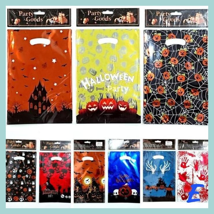 

| MIS | KANTONG HALLOWEEN ISI 10 TAS GOODIE BAG TEMA HALOWEEN KANTONG PLASTIK KILAP GLOSSY ALUMUNIUM BAG MOTIF LABU PUMPKIN MURAH GROSIR