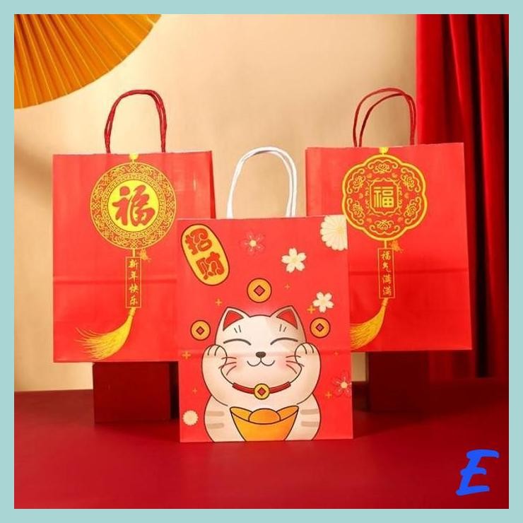 

| MIS | PAPER BAG IMLEK MERAH KANTONG KADO HAMPERS HOKI GROSIR GIFT GOODIE BAG