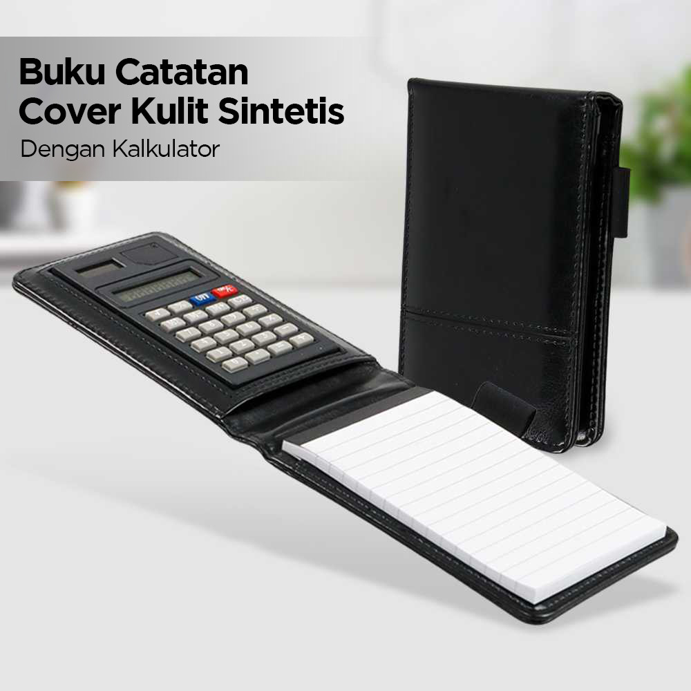 

Catatan Note Cover Kulit Sintetis dengan Kalkulator - Y8302 - Hitam | PBN