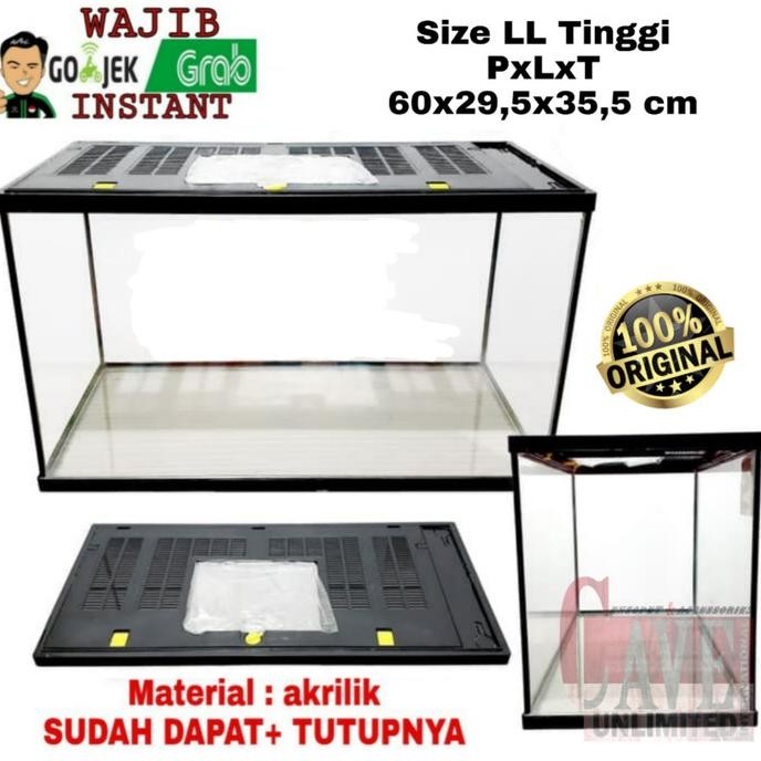 Terrarium gex nikita 60 cm LL tinggi kandang reptile + tutup