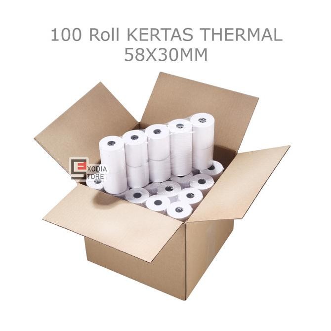 

TERLARIS - Paket Kertas Thermal Struk 58mm ukuran 58x30mm isi 100 Roll / 1 Dus