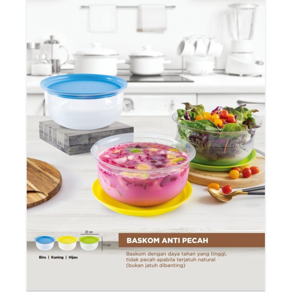 OMG - Mangkok Lauk Sayur - Mangkok Salad - Mangkok Buah / Es Buah Mangkuk Akrilik + Tutup Kapasitas 