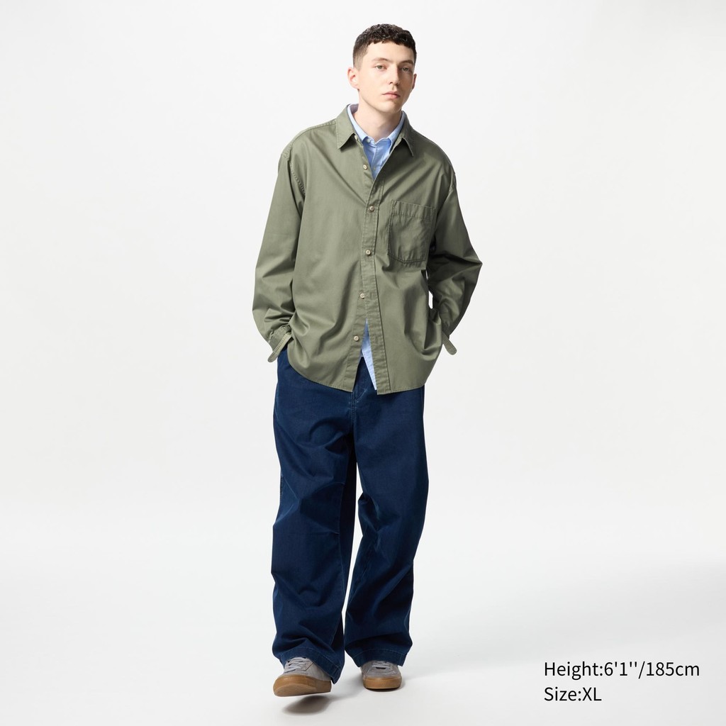 Uniqlo Kemeja Luaran Twill | Lengan Panjang