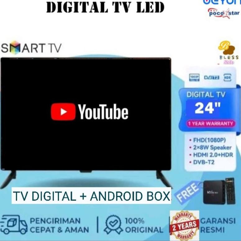 FLASH SALE SMART TV DIGITAL 19/21/22/24/25/27 INCH, TV DIGITAL + SMART ANDROID BOX SUPPORT USB, HD, 