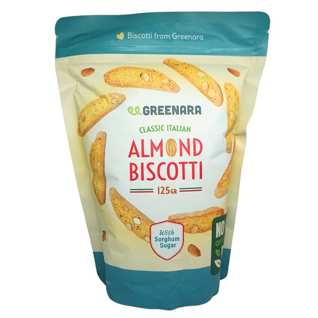 

S20437 GREENARA ALMOND BISCOTTI BISCUIT 125GR POUCH MAJU BERSAMA (20250311)