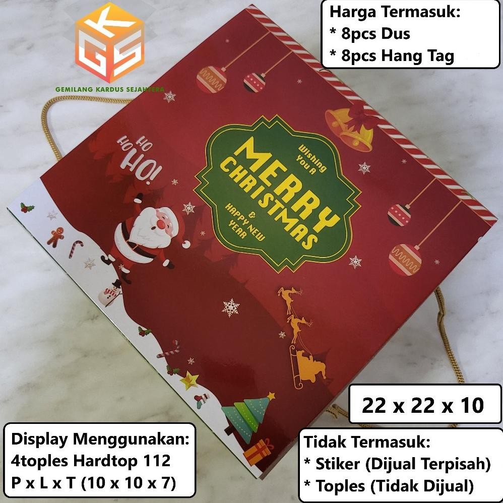 

8Pcs Box Natal (+Hangtag) | Box Kue Kering | Box Pudding | Box Bolu Chiffon | Box Hampers Natal Christmas | Ukuran 22X22X10