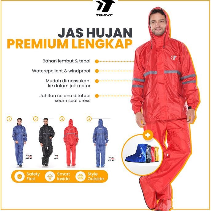 SALE Jas Hujan Pria Wanita Tojan Setelan Premium Mantel Ujan Dan Jas Sepatu