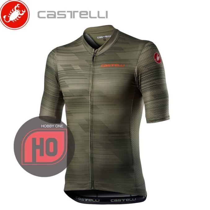 Sale Castelli Rapido Jersey Men Military Green Short Sleeve - Jersey Sepeda