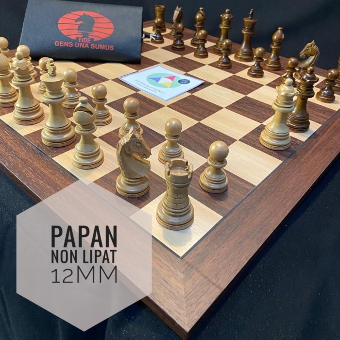 Papan Catur Kayu Set Premium Papan Non Lipat Bidak Instimewa Percasi