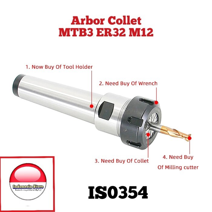 ARBOR COLLET MTB3 ER32 DRAT ATAS M12 ARBOR MILLING ARBOR BOR FRAIS