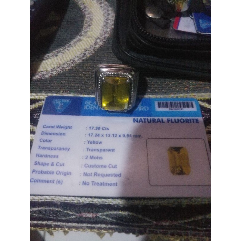 Natural batu yellow fluorite plus memo