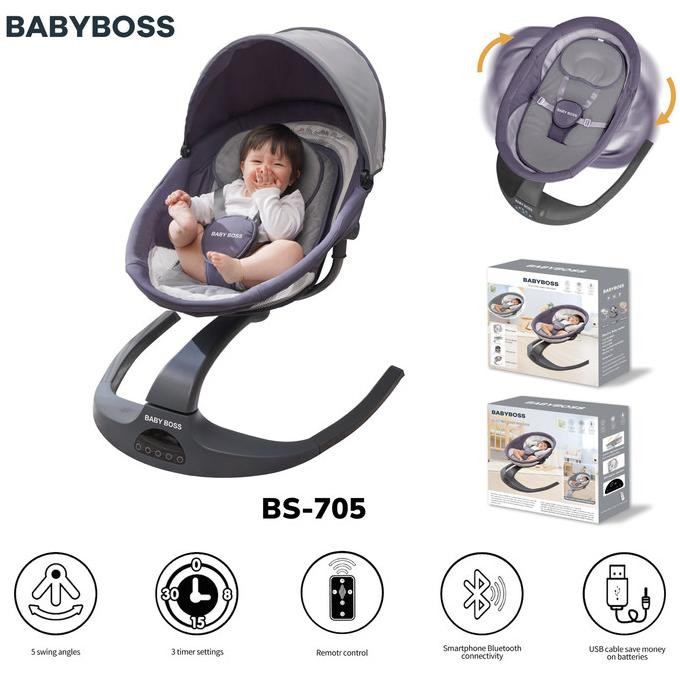 Sale Babyboss Bs-705 Ayunan Bayi Keliling 360 Derajat Automatic Baby Swinger Chair / Swing Bed / Bou