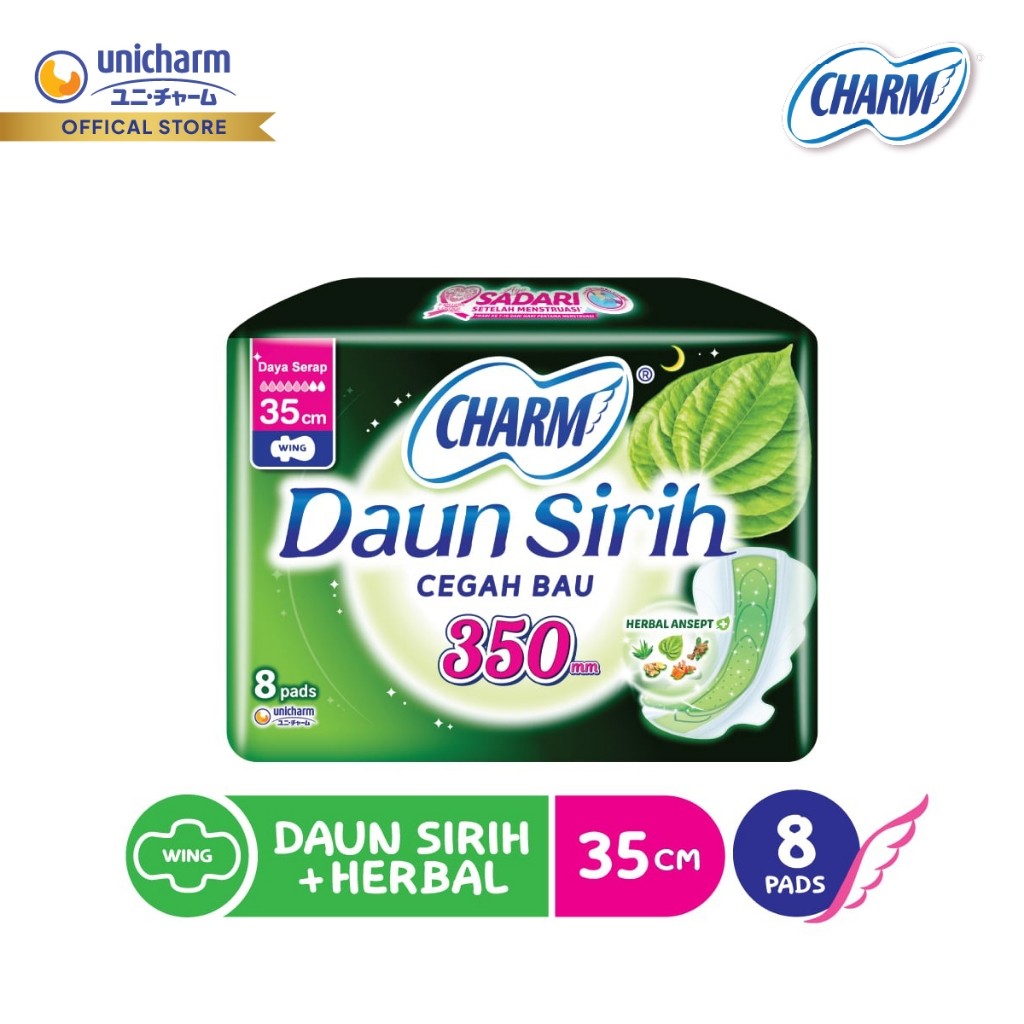 Charm Pembalut Daun Sirih + Herbal 35cm Wing 8 pads