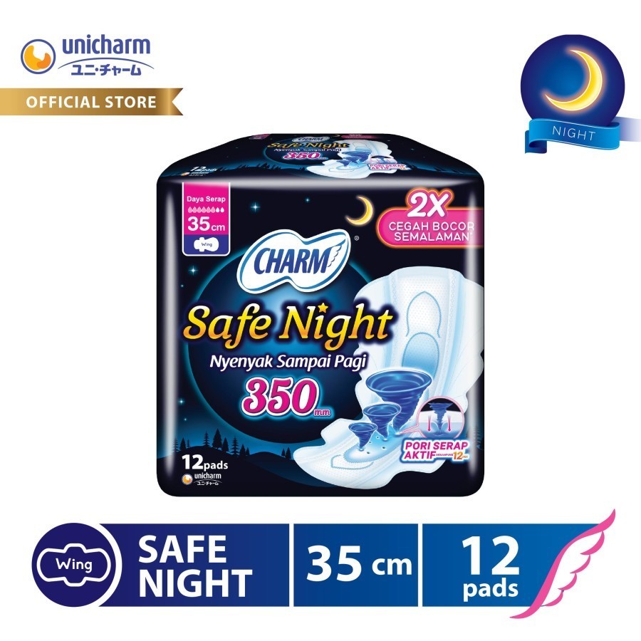 Charm Pembalut Safe Night 35cm Wing 12 pads
