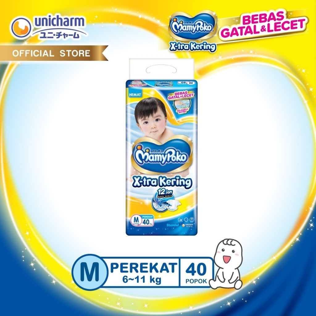 MamyPoko X-tra Kering - M 40 - Popok Perekat