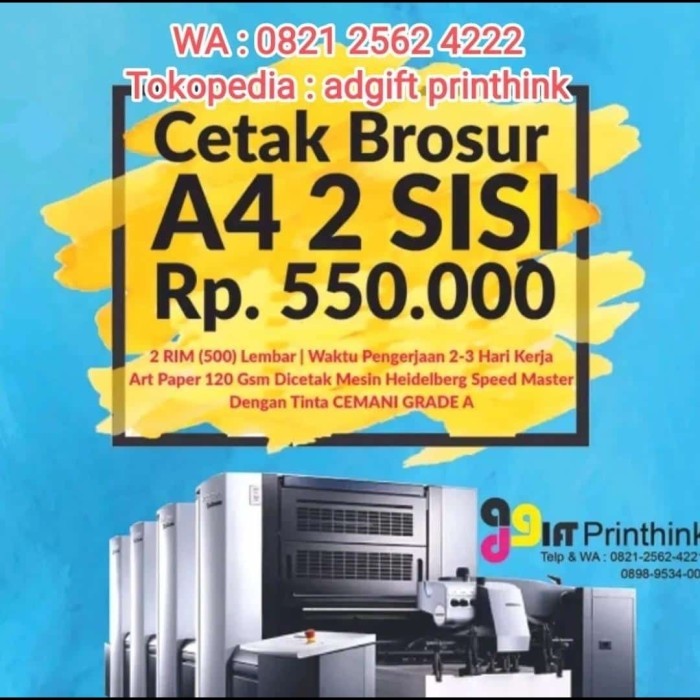 

Cetak Brosur A4 (2 Sisi) 1 rim / 500 lbr HVS 80 gr TERMURAH