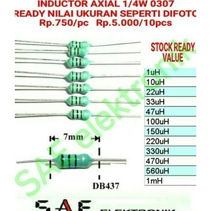 AXIAL INDUCTOR INDUKTOR DETIL NILAI UKURAN ADA 12 UKURAN CEK DIFOTO