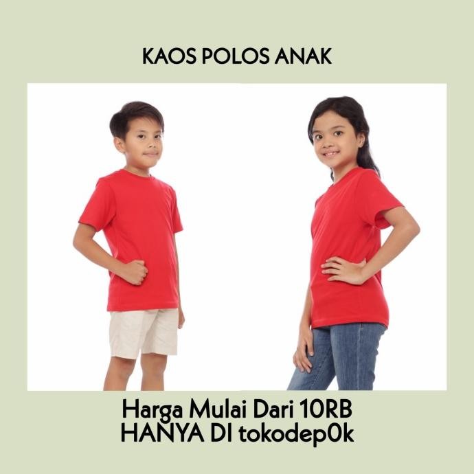 KAOS POLOS ANAK LAKI-LAKI/PEREMPUAN | BAJU POLOS ANAK MERAH SOLID