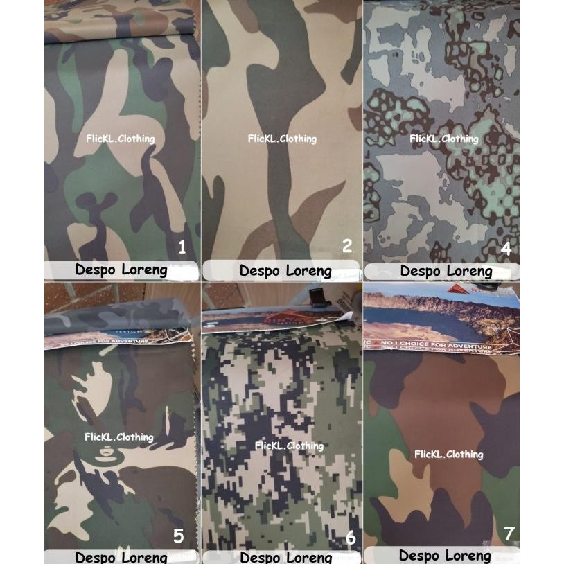 BAHAN KAIN DESPO LORENG CAMO PARASIT PARASUT WATERPROOF ANTI AIR JAKET