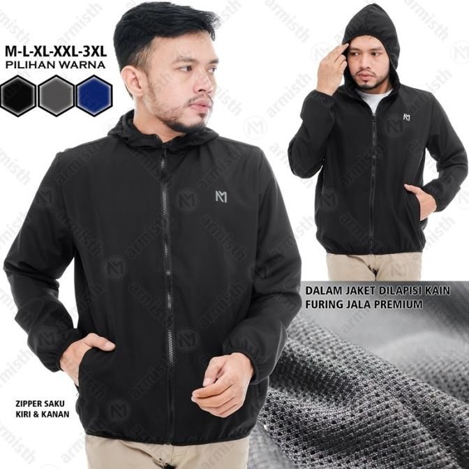 ARMISTH - JAKET PARASUT PRIA POLOS ANTI AIR PREMIUM