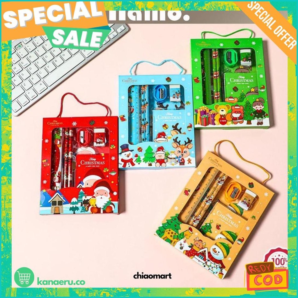 

Alat Tulis Set Christmas Edition/ Set Stationery X-Mas/ Paket Alat Tulis Tema Natal/ Souvenir Ulang Tahun Anak/ Kado Natal Anak Sale