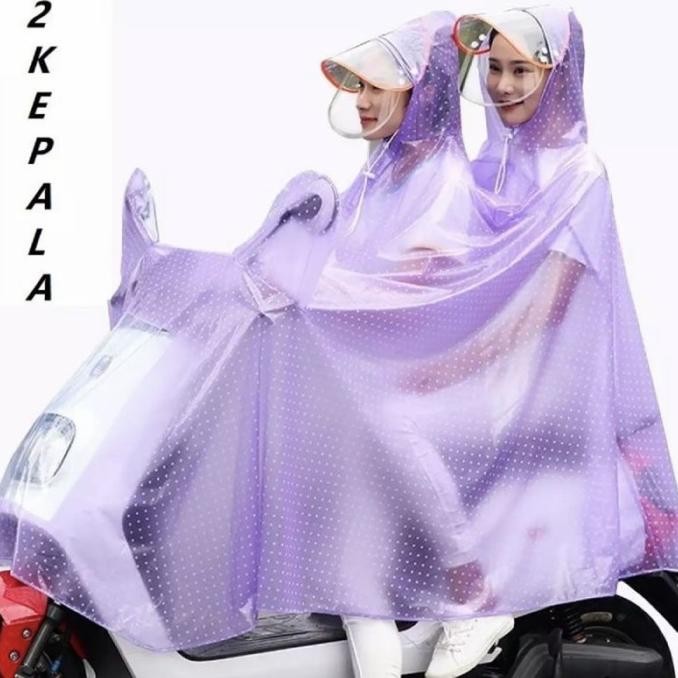 JAS HUJAN PONCO 2 KEPALA BONCENG FULL BODY / JAS HUJAN MOTOR DEWASA