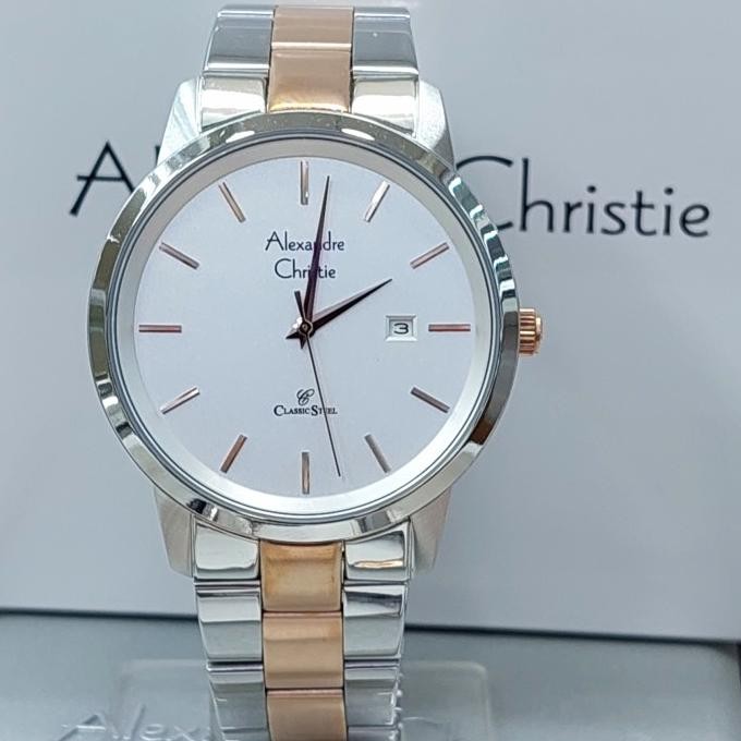 ALEXANDRE CHRISTIE AC8645 AC 8645 SILVER ROSEGOLD JAM PRIA ORIGINAL