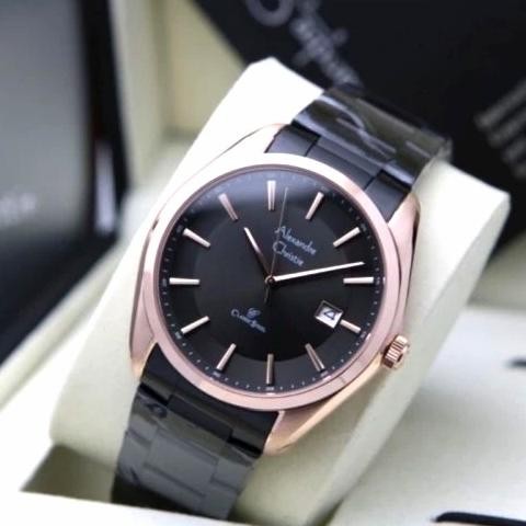 ALEXANDRE CHRISTIE AC8648 AC 8648 BLACK ROSEGOLD JAM PRIA ORIGINAL