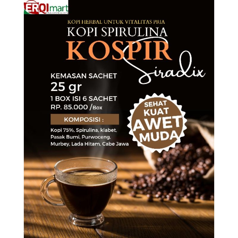

KOSPIR - Kopi Spirulina - Kopi herbal untuk vitalitas Pria