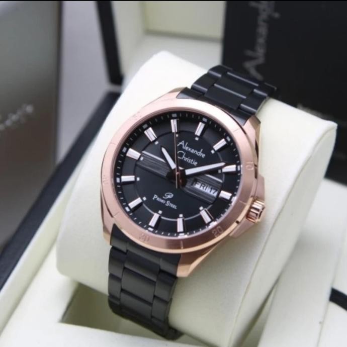 JAM TANGAN PRIA ALEXANDRE CHRISTIE AC6670 AC 6670 BLACK ROSEGOLD