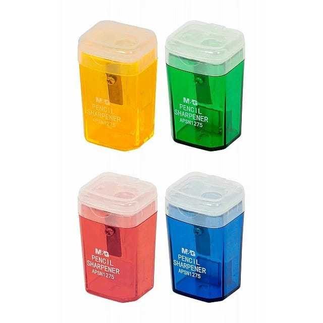 

M&G #APSN1275 Rautan/Serutan Pensil 1 Lubang + Wadah Sampah / Rautan pensil satu lubang 4 warna - SATUAN