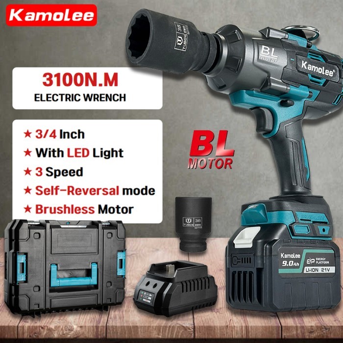 Kamolee Kunci Pas Dampak Listrik Brushless 3/4" 3100N.m