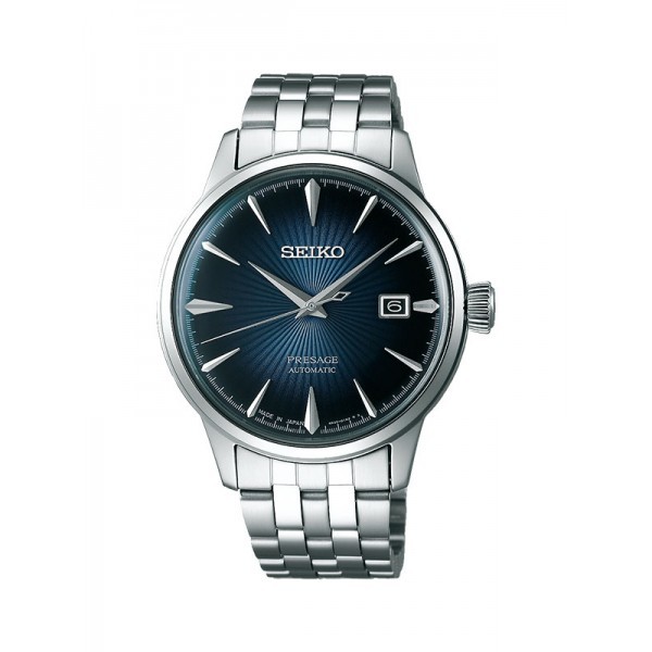 Jam Tangan Seiko Presage Bluemoon Cocktail Automatic Pria  Original Silver Stainless Steel SRPB41 J1