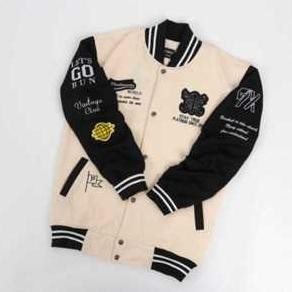 Jaket Varsity Modern Keren Jacket Baseball Vintage Baseball Salvio Hexia Cream Bomber Salvio Hexia P