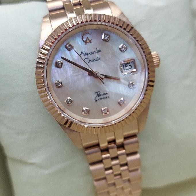 JAM TANGAN WANITA ALEXANDRE CHRISTIE AC5013 AC 5013 MD ROSEGOLD Pearl