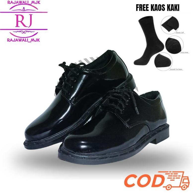 Sepatu Polisi Pdl Pdh Satpam Satpol Pp [Berkualitas] Free Kaos Kaki 01 Tni Polri Security Pria Keren