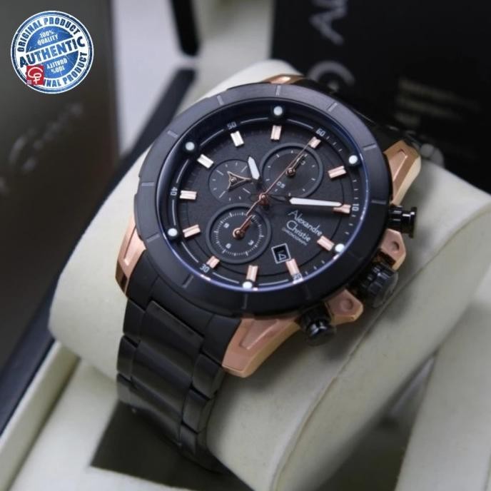 JAM TANGAN PRIA ALEXANDRE CHRISTIE AC6522 AC 6522 BLACK ROSEGOLD